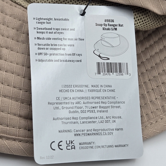 Tenacious Ergodyne Work Gear Breathable Chill Its Snap Up Ranger Hat Size S/M - Picture 4 of 8